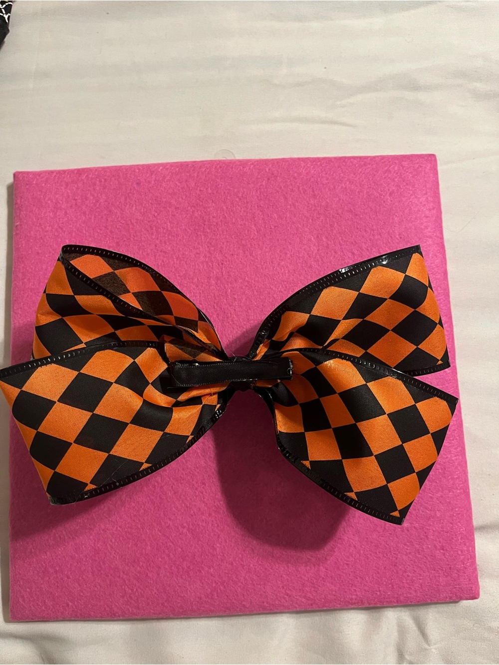 Handmade Halloween Witch Bow Hair Clip - Orange, Black & Purple - Picture 2 of 2